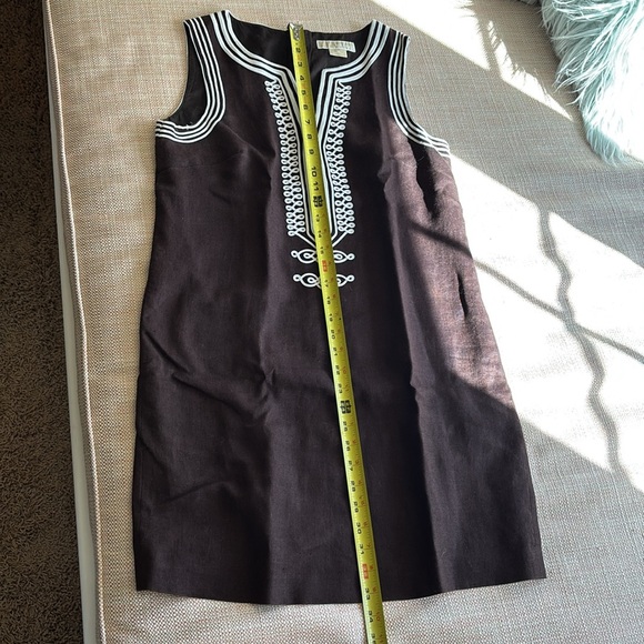 Michael Kors Brown linen dress with white piping - Picture 6 of 7